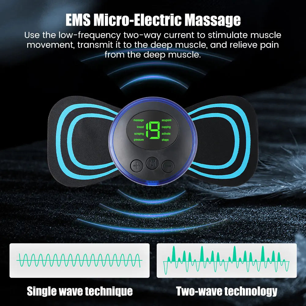 Mini masajeador cervical portátil EMS, camilla eléctrica para aliviar el dolor cervical y relajar los hombros.
