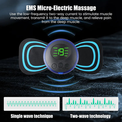 Mini masajeador cervical portátil EMS, camilla eléctrica para aliviar el dolor cervical y relajar los hombros.