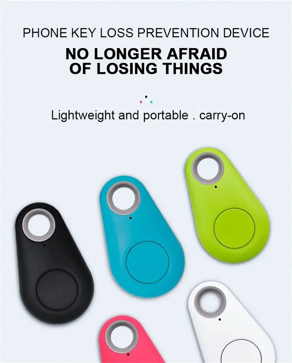 Minirastreador GPS inteligente para mascotas, alarma antipérdida, localizador inalámbrico con localizador de llaves y bolso para niños, recordatorio y control de obturador para selfies.