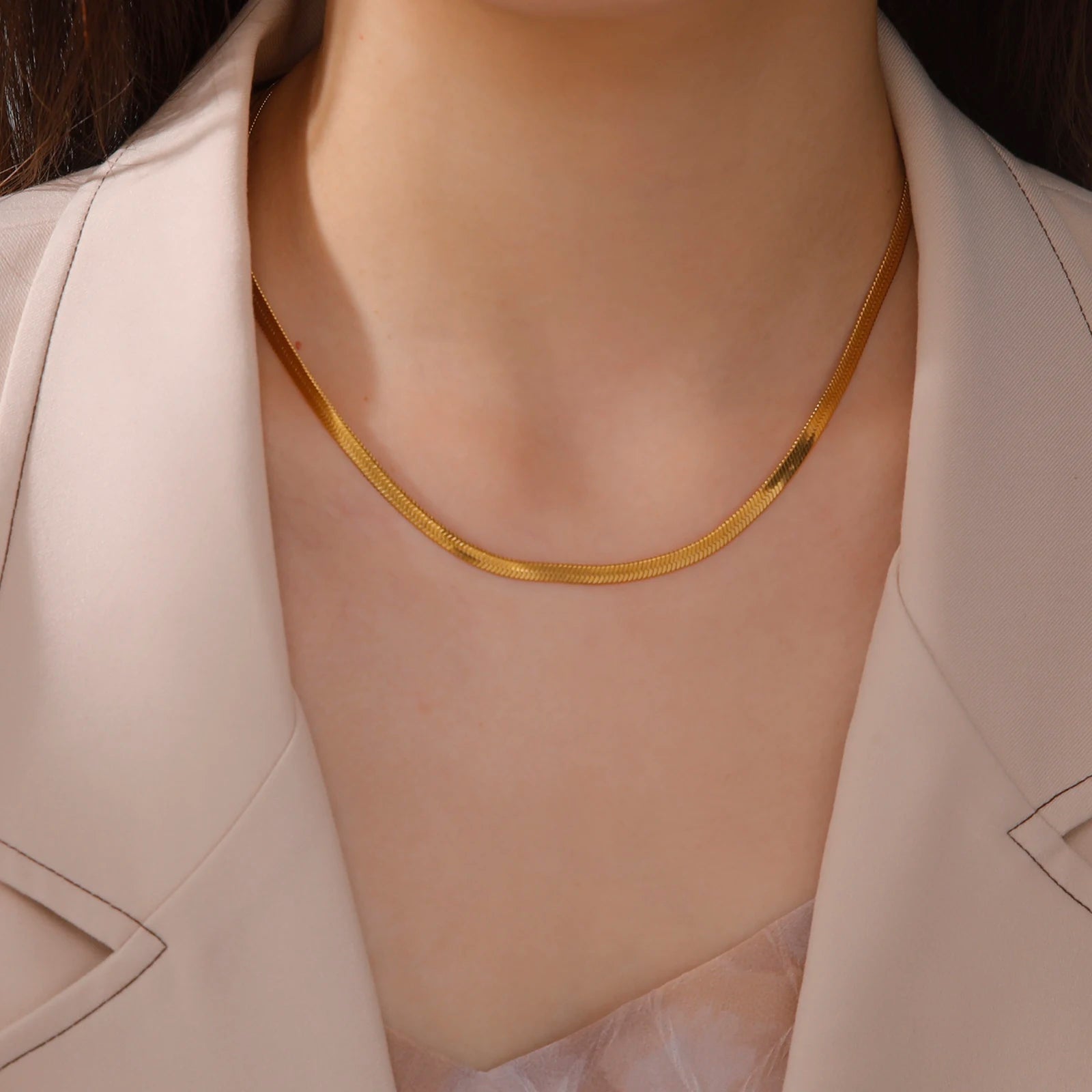 SSnake Chain Necklace for Women Men Gold Color Jewelry Gift Hot
