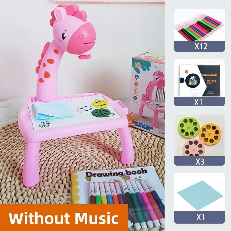 Mesa de dibujo con proyector LED para niños