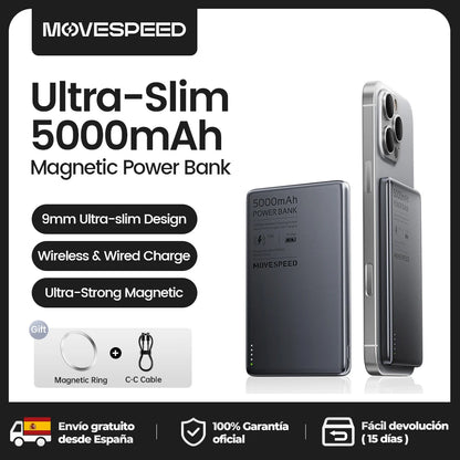 Banco de energía magnético delgado de 5000 mAh con carga rápida