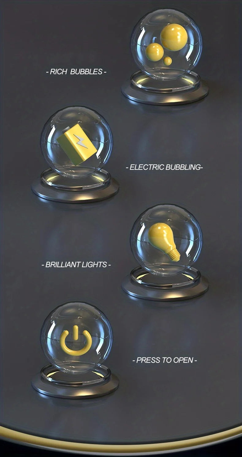 Pistola de burbujas automática eléctrica con luz LED