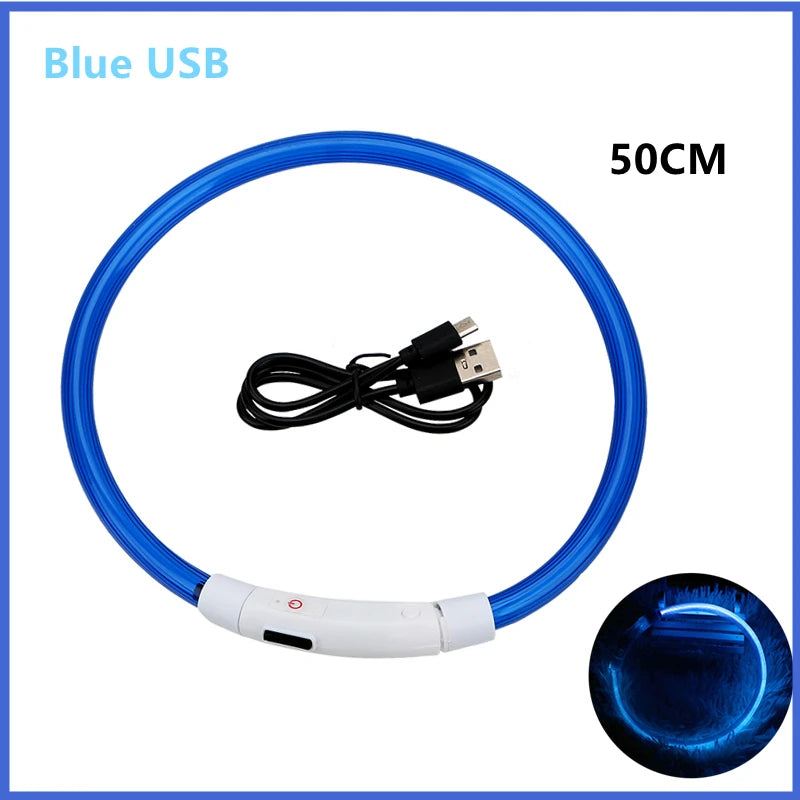 Collar luminoso recargable por USB, ajustable, con luz LED brillante, para perros grandes y pequeños, con luz nocturna y arnés de seguridad para mascotas.