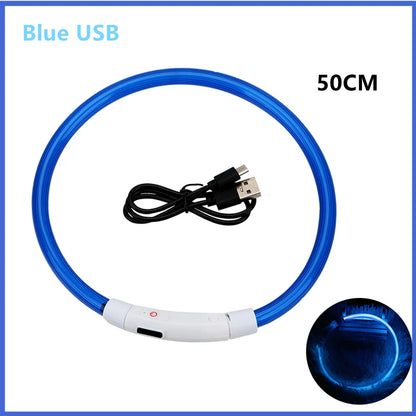 Collar luminoso recargable por USB, ajustable, con luz LED brillante, para perros grandes y pequeños, con luz nocturna y arnés de seguridad para mascotas.
