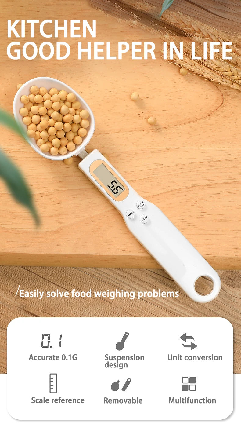 Báscula de cocina electrónica de 500 g y 0,1 g, LCD digital para medir harina, cuchara digital, miniherramienta de cocina para leche y café.