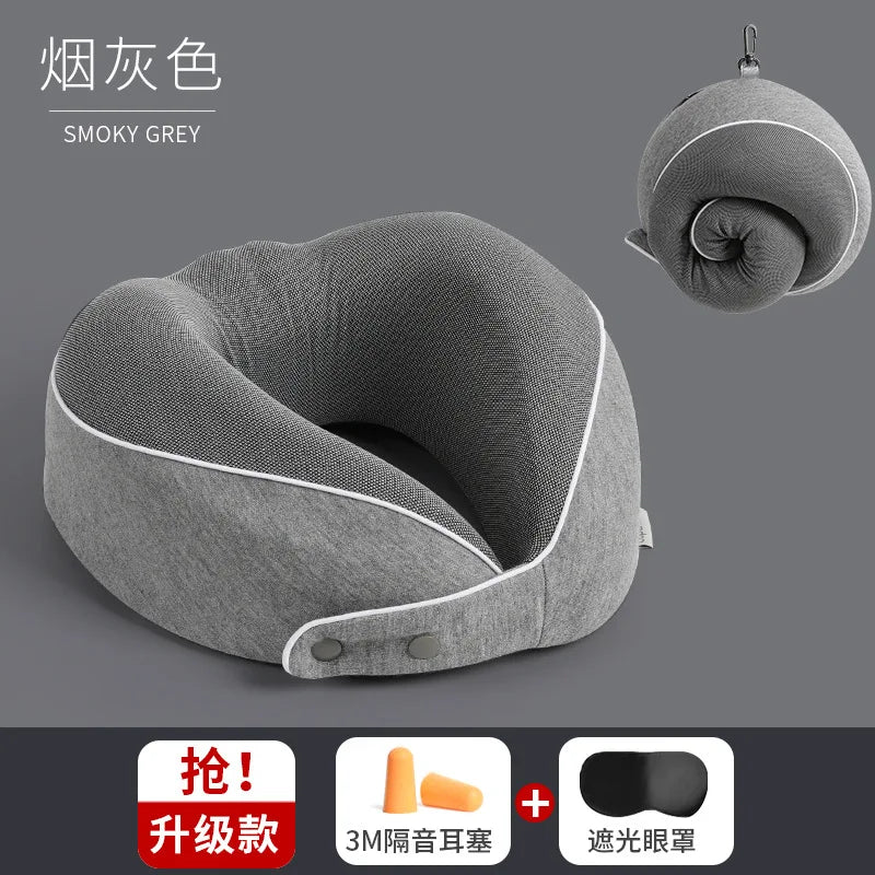 Almohada de viaje para el cuello con espuma viscoelástica en forma de U
