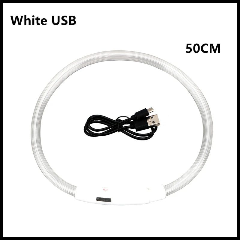 Collar luminoso recargable por USB, ajustable, con luz LED brillante, para perros grandes y pequeños, con luz nocturna y arnés de seguridad para mascotas.