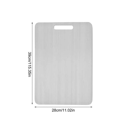 Tabla de cortar de titanio para cocina, de acero inoxidable 304, gruesa, de doble cara, de grado alimenticio, portátil, para picar carne y frutas.