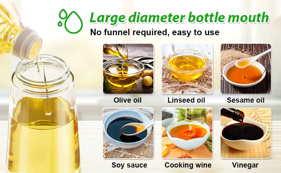 Botella pulverizadora de aceite de cocina, pulverizador de aceite de oliva para cocinar, 200/300/500 ml, botella pulverizadora neumática, dispensador de aceite en aerosol para barbacoa y fitness.