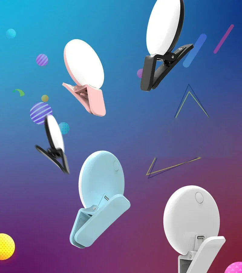 Universal Selfie Lamp Mobile Phone Lens Portable Flash Ring Luminous Ring Clip Light LED Selfie Light Makeup Lightings