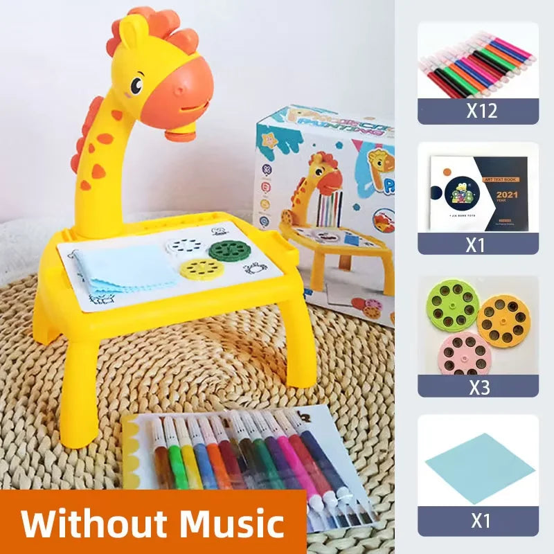 Mesa de dibujo con proyector LED para niños
