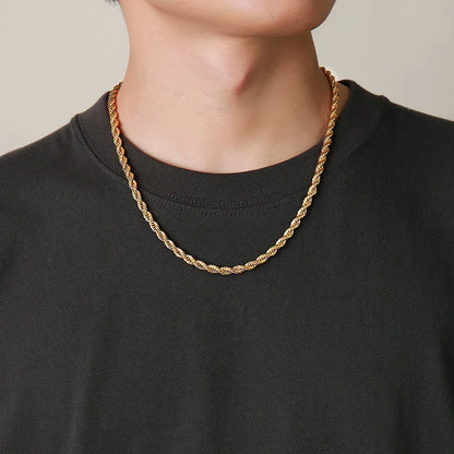 Vnox Gold Color Rope Chain Necklaces for Women Men