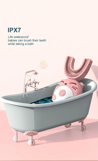 Cepillo de dientes eléctrico sónico en forma de U para niños