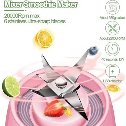 Exprimidor eléctrico USB de 40 W, 6 unidades, minilicuadora portátil, batidora de frutas, extractor, licuadora eléctrica rápida, máquina para hacer batidos y hielo.