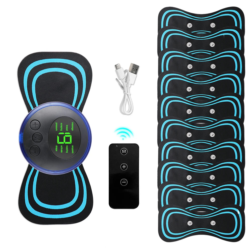 Mini masajeador cervical portátil EMS, camilla eléctrica para aliviar el dolor cervical y relajar los hombros.