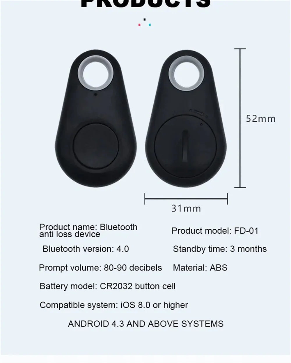 Minirastreador GPS inteligente para mascotas, alarma antipérdida, localizador inalámbrico con localizador de llaves y bolso para niños, recordatorio y control de obturador para selfies.