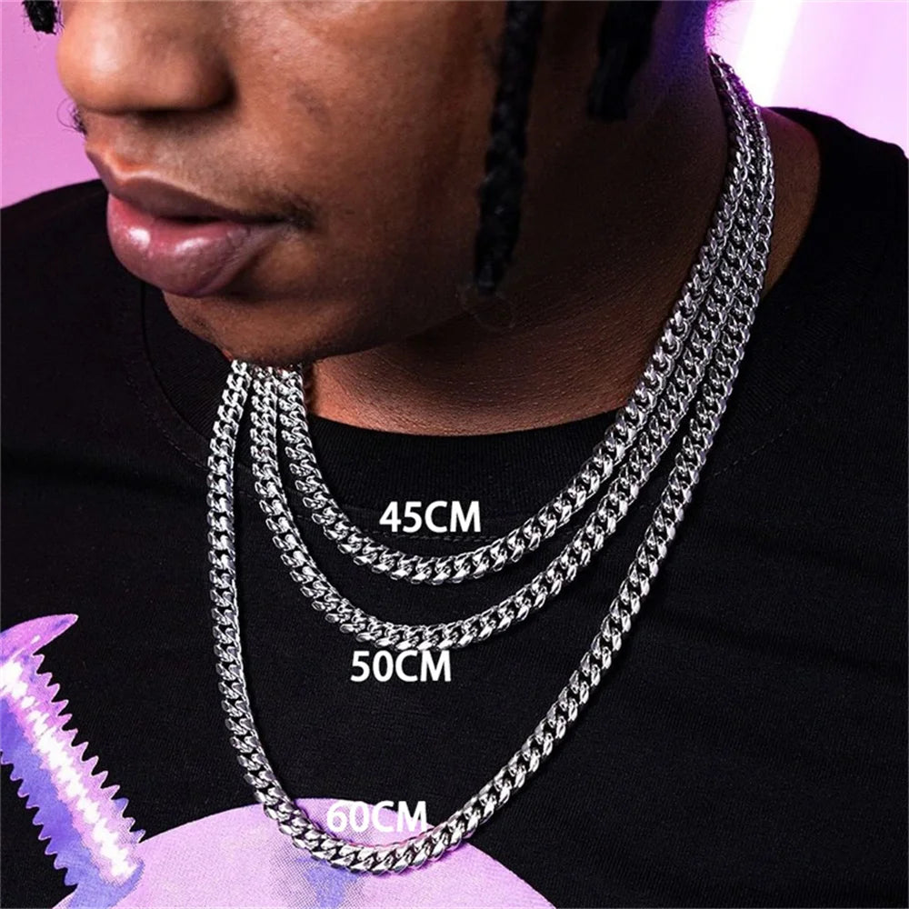 Curb Cuban Necklaces For Men Women Black Gold Color