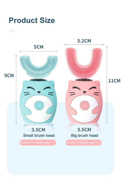 Cepillo de dientes eléctrico sónico en forma de U para niños