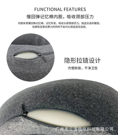 Almohada de viaje para el cuello con espuma viscoelástica en forma de U