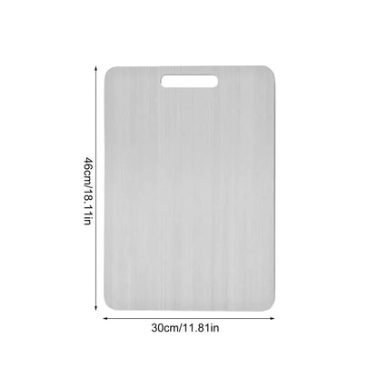 Tabla de cortar de titanio para cocina, de acero inoxidable 304, gruesa, de doble cara, de grado alimenticio, portátil, para picar carne y frutas.
