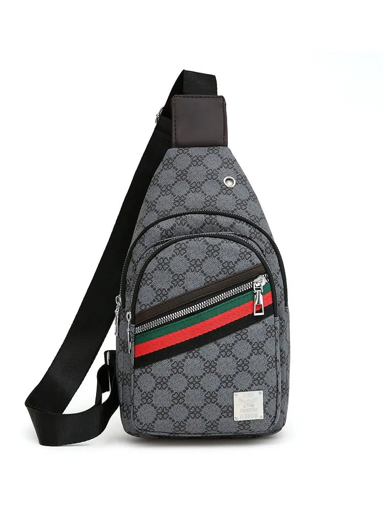 Bolso bandolera multifunción de tela para hombre, tipo bandolera, informal, con orificio para auriculares