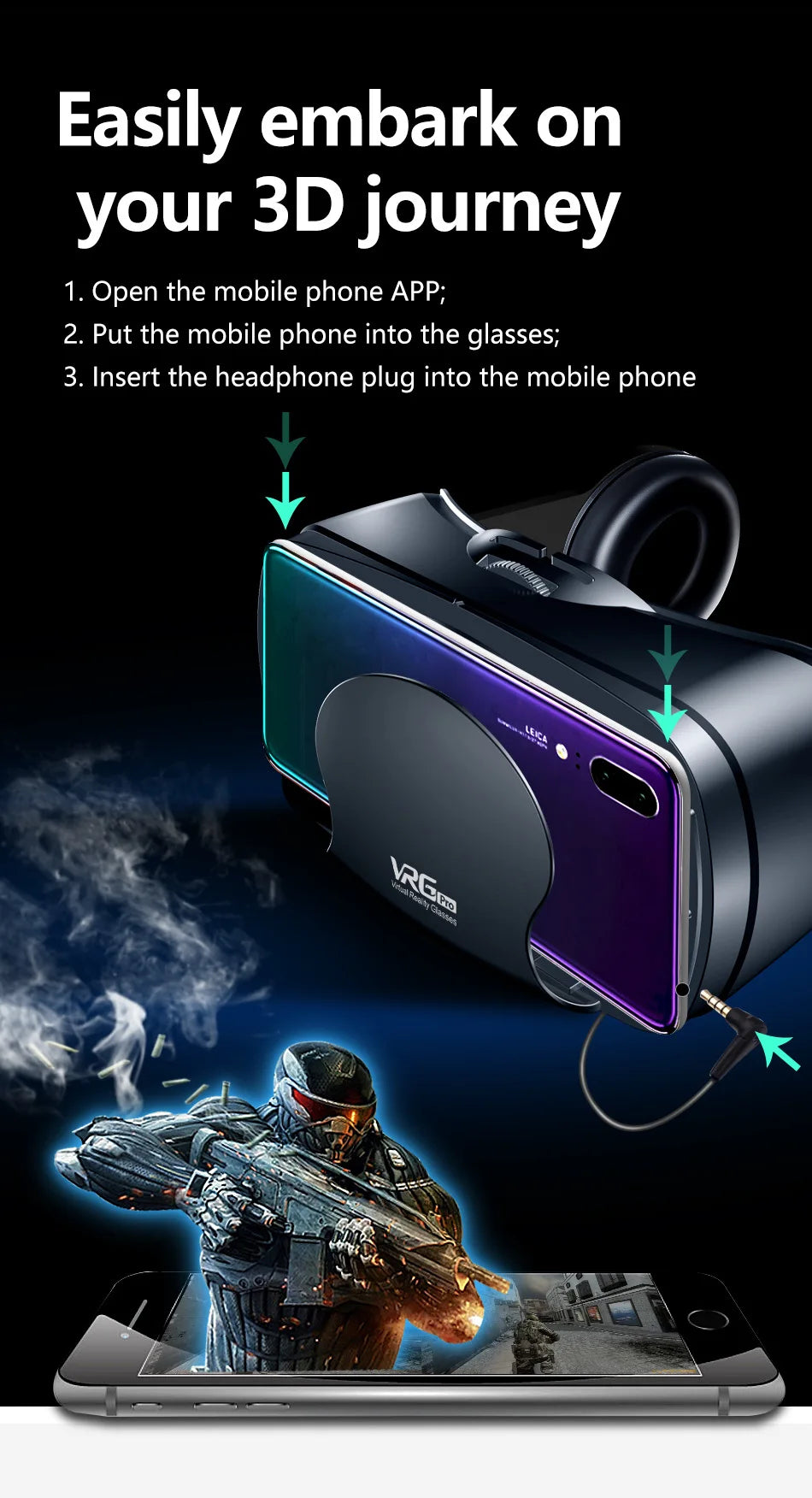 Gafas de realidad virtual 3D VR