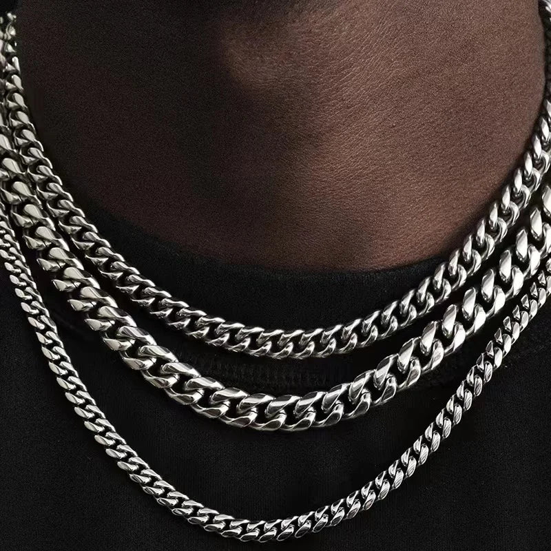 Curb Cuban Necklaces For Men Women Black Gold Color