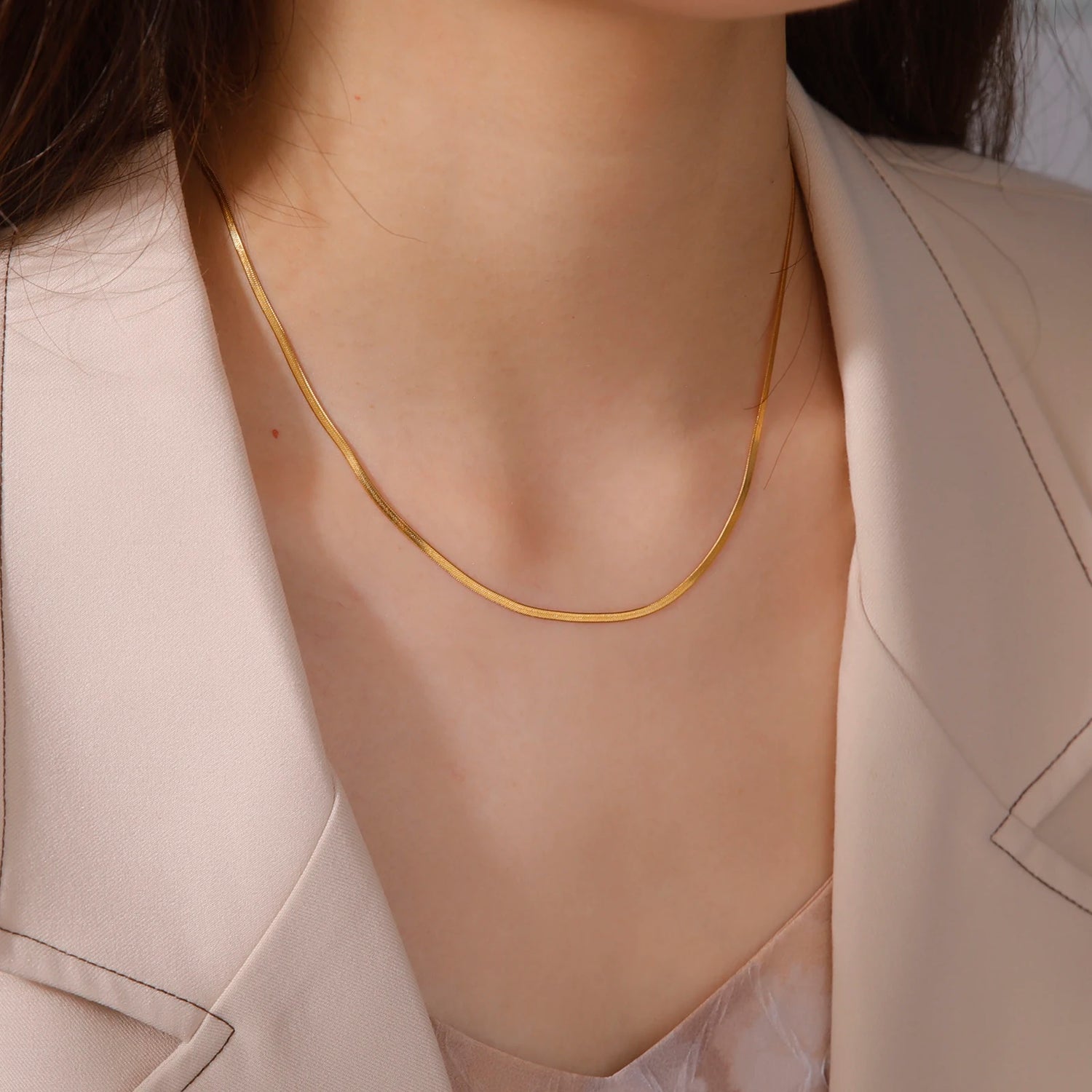 SSnake Chain Necklace for Women Men Gold Color Jewelry Gift Hot