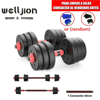 Pesas Pesas y Mancuernas Antideslizantes de Hierro Ajustable Interno-Mancuerna 10 kg 15 kg 20 kg 30 kg 40 kg 50 kg con Barra Ajustable y Bloqueo de Seguridad-Kit de Ejercicios de Gimnasio en Casa