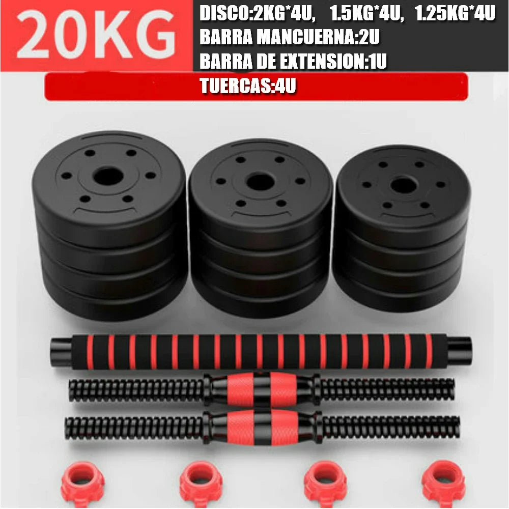 Pesas Pesas y Mancuernas Antideslizantes de Hierro Ajustable Interno-Mancuerna 10 kg 15 kg 20 kg 30 kg 40 kg 50 kg con Barra Ajustable y Bloqueo de Seguridad-Kit de Ejercicios de Gimnasio en Casa