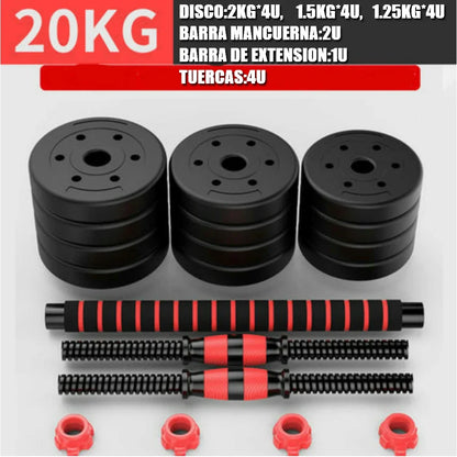 Pesas Pesas y Mancuernas Antideslizantes de Hierro Ajustable Interno-Mancuerna 10 kg 15 kg 20 kg 30 kg 40 kg 50 kg con Barra Ajustable y Bloqueo de Seguridad-Kit de Ejercicios de Gimnasio en Casa