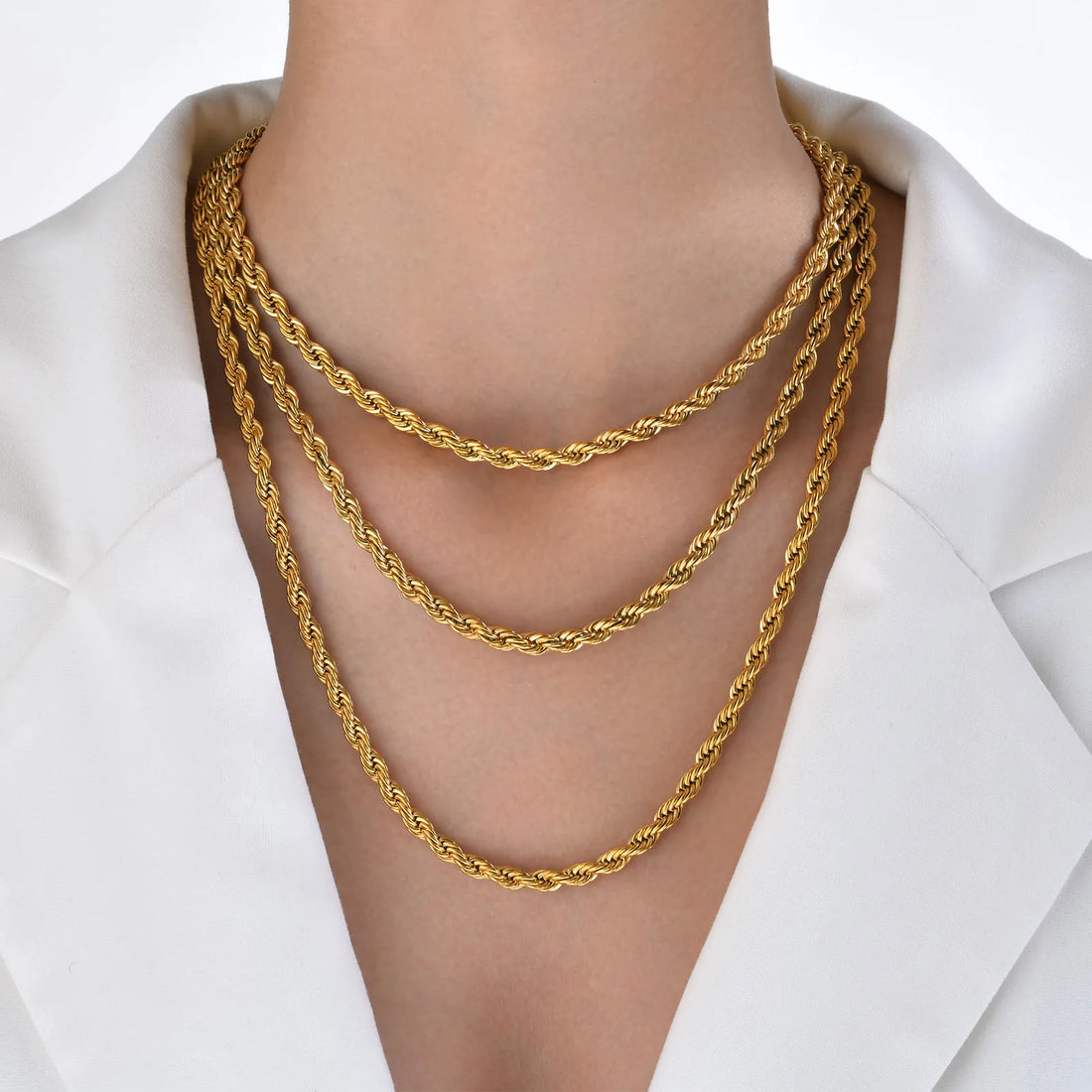 Vnox Gold Color Rope Chain Necklaces for Women Men