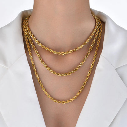 Vnox Gold Color Rope Chain Necklaces for Women Men
