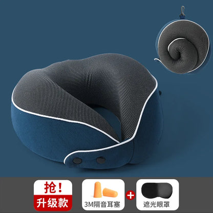 Almohada de viaje para el cuello con espuma viscoelástica en forma de U