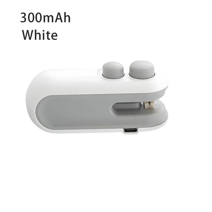 Mini selladora portátil 2 en 1, máquina de sellado de bolsas por calor, recargable por USB, para almacenamiento de alimentos, con clip de sellado, para embalaje.