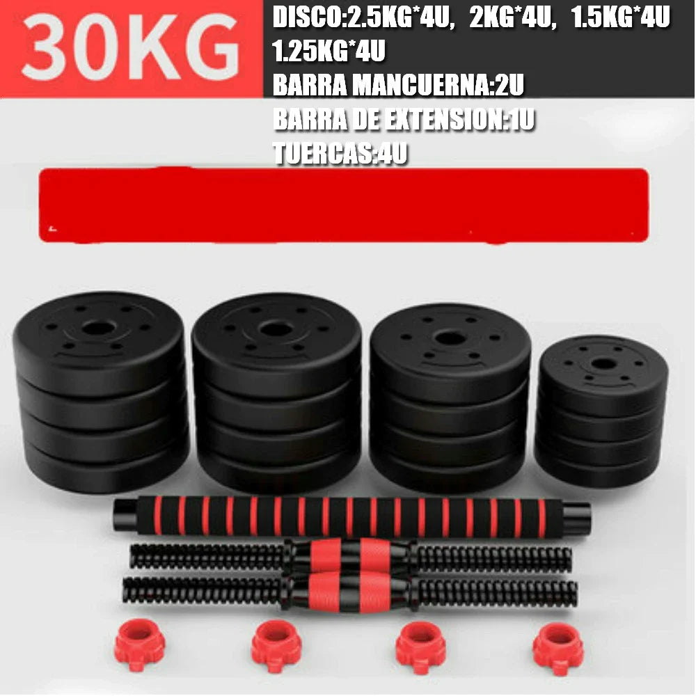 Pesas Pesas y Mancuernas Antideslizantes de Hierro Ajustable Interno-Mancuerna 10 kg 15 kg 20 kg 30 kg 40 kg 50 kg con Barra Ajustable y Bloqueo de Seguridad-Kit de Ejercicios de Gimnasio en Casa