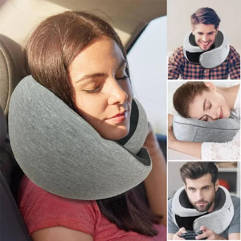 Almohada de viaje para el cuello con espuma viscoelástica en forma de U