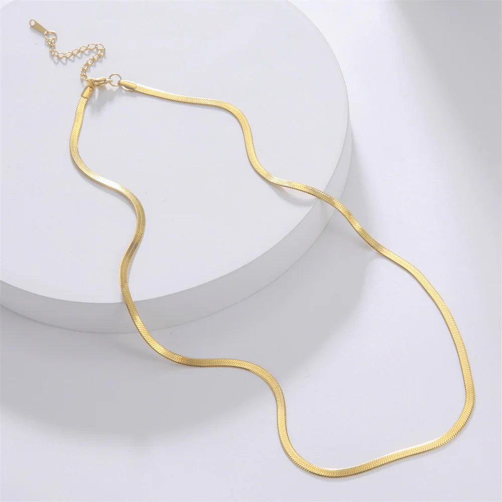 SSnake Chain Necklace for Women Men Gold Color Jewelry Gift Hot