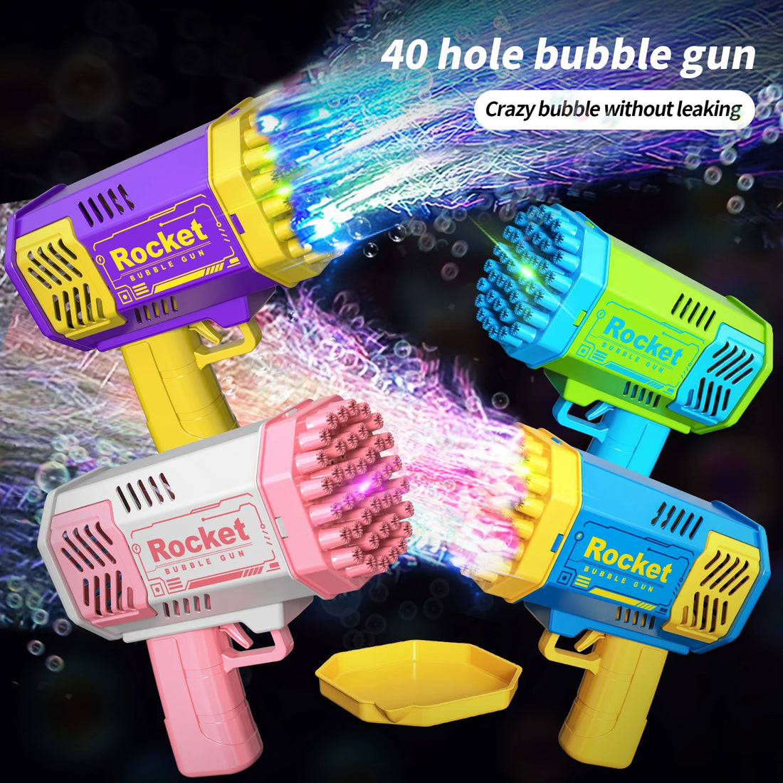Pistola de burbujas automática eléctrica con luz LED