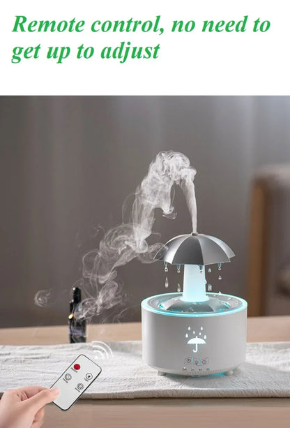 Máquina de aromaterapia con forma de paraguas giratorio y gotas de agua