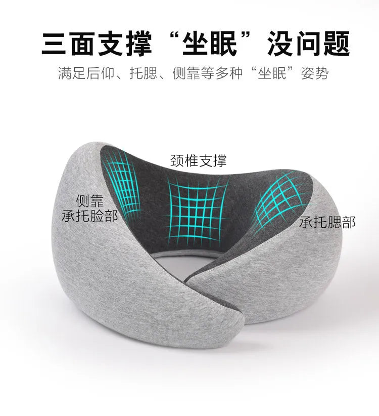 Almohada de viaje para el cuello con espuma viscoelástica en forma de U