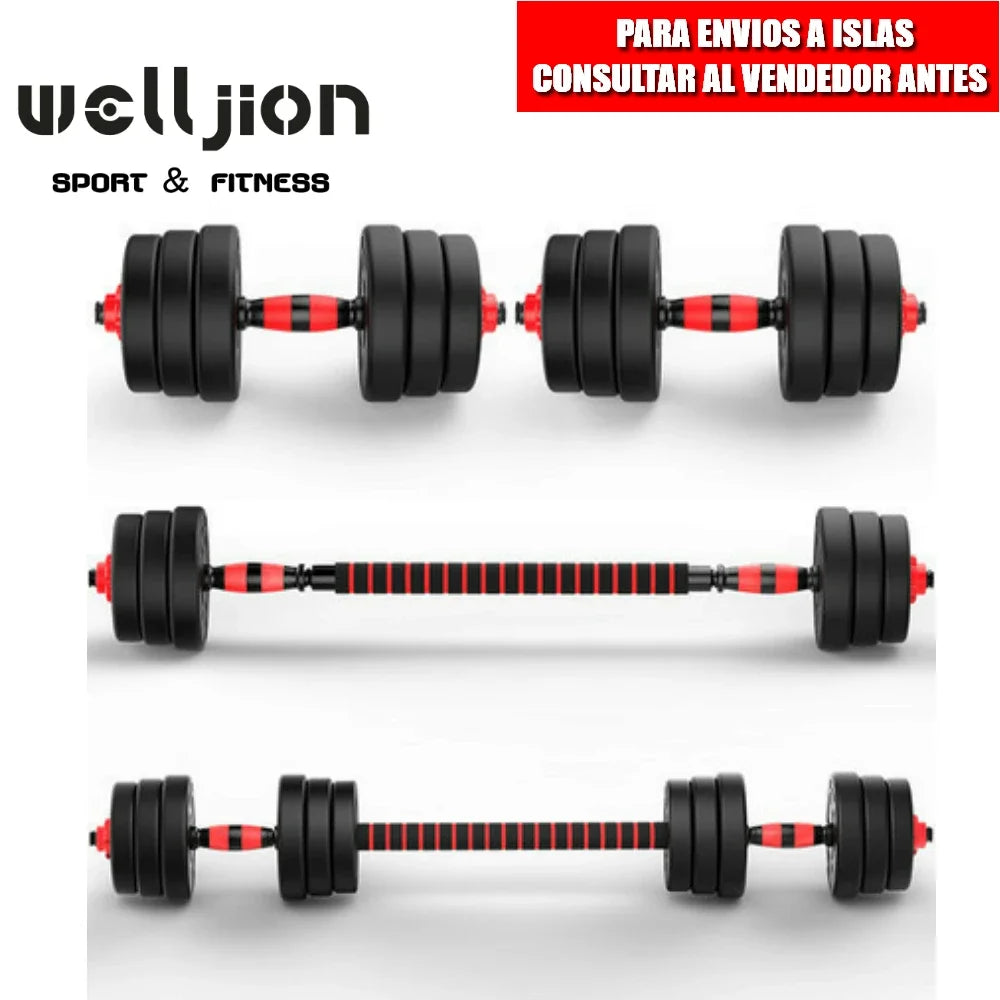 Pesas Pesas y Mancuernas Antideslizantes de Hierro Ajustable Interno-Mancuerna 10 kg 15 kg 20 kg 30 kg 40 kg 50 kg con Barra Ajustable y Bloqueo de Seguridad-Kit de Ejercicios de Gimnasio en Casa