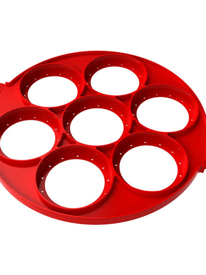 Molde antiadherente de silicona para hornear panqueques con 7 agujeros y múltiples formas, moldes para huevos fritos para cocinar en familia y utensilios de cocina.