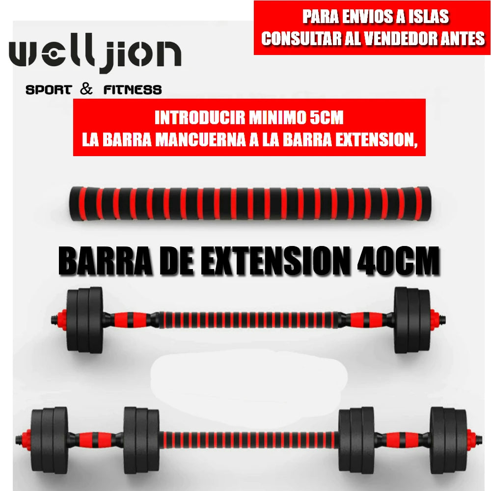 Pesas Pesas y Mancuernas Antideslizantes de Hierro Ajustable Interno-Mancuerna 10 kg 15 kg 20 kg 30 kg 40 kg 50 kg con Barra Ajustable y Bloqueo de Seguridad-Kit de Ejercicios de Gimnasio en Casa