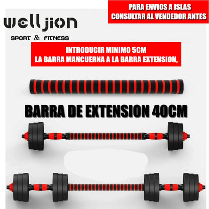 Pesas Pesas y Mancuernas Antideslizantes de Hierro Ajustable Interno-Mancuerna 10 kg 15 kg 20 kg 30 kg 40 kg 50 kg con Barra Ajustable y Bloqueo de Seguridad-Kit de Ejercicios de Gimnasio en Casa