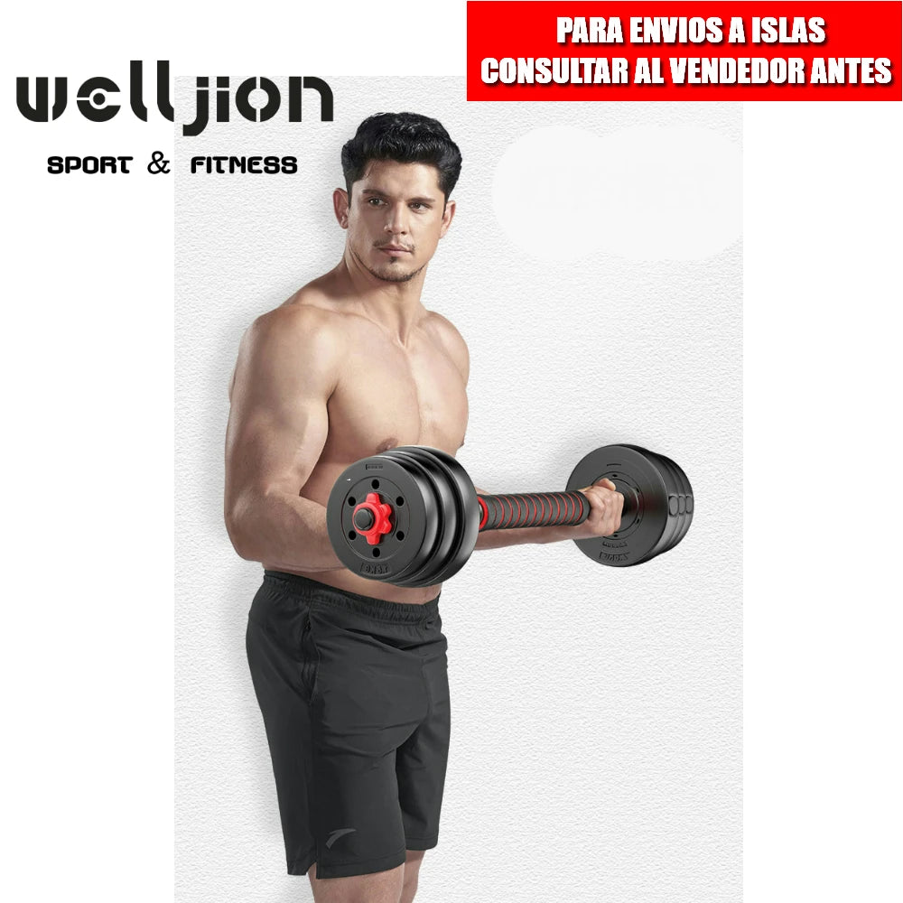 Pesas Pesas y Mancuernas Antideslizantes de Hierro Ajustable Interno-Mancuerna 10 kg 15 kg 20 kg 30 kg 40 kg 50 kg con Barra Ajustable y Bloqueo de Seguridad-Kit de Ejercicios de Gimnasio en Casa