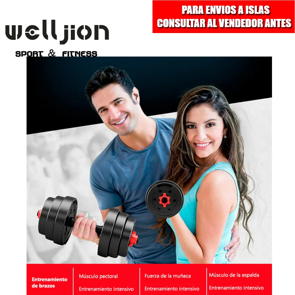 Pesas Pesas y Mancuernas Antideslizantes de Hierro Ajustable Interno-Mancuerna 10 kg 15 kg 20 kg 30 kg 40 kg 50 kg con Barra Ajustable y Bloqueo de Seguridad-Kit de Ejercicios de Gimnasio en Casa