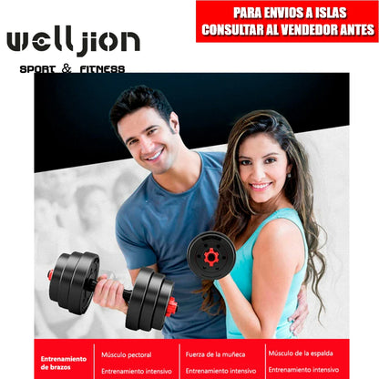 Pesas Pesas y Mancuernas Antideslizantes de Hierro Ajustable Interno-Mancuerna 10 kg 15 kg 20 kg 30 kg 40 kg 50 kg con Barra Ajustable y Bloqueo de Seguridad-Kit de Ejercicios de Gimnasio en Casa